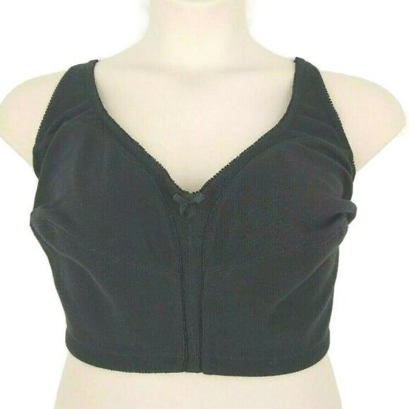 Comfort Choice Womens Cotton Wireless Bra Back Closure Plus Size 54B Black - Picture 4 of 7